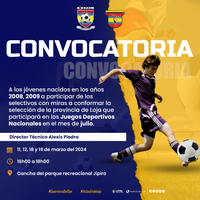 ASOCIACION DE FÚTBOL CONVOCA A SELECTIVO PROVINCIAL