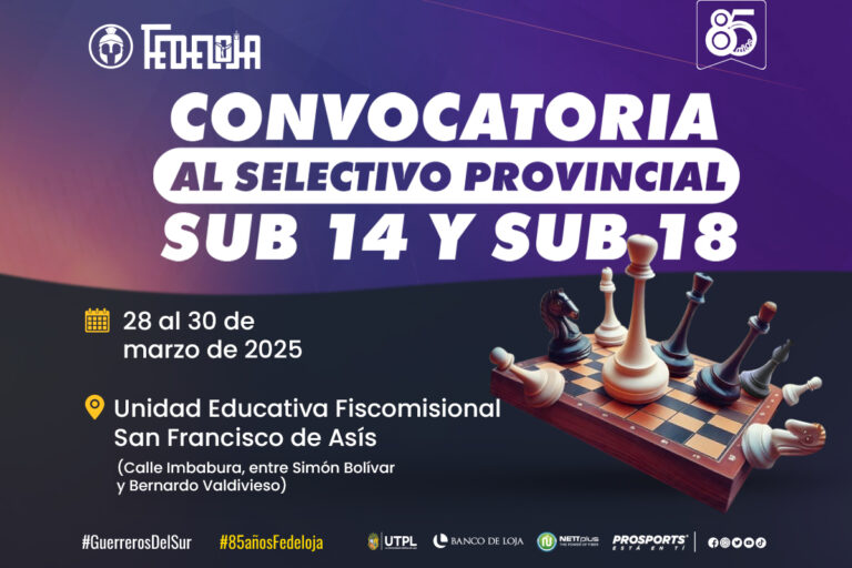 AJEDREZ CONVOCA AL SELECTIVO PROVINCIAL SUB 14 Y SUB 18 EN LOJA. –